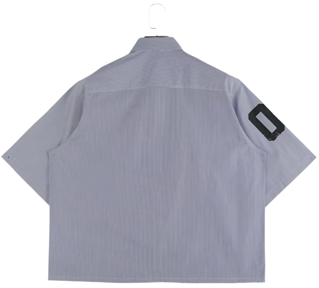 “FILTH & FURY” STRIPED SHORTSLEEVE BUTTON UP
