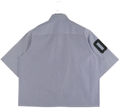 “FILTH & FURY” STRIPED SHORTSLEEVE BUTTON UP