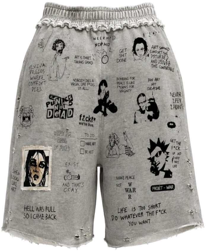 “FOR REBELLIOUS LIVING” SWEATSHORTS